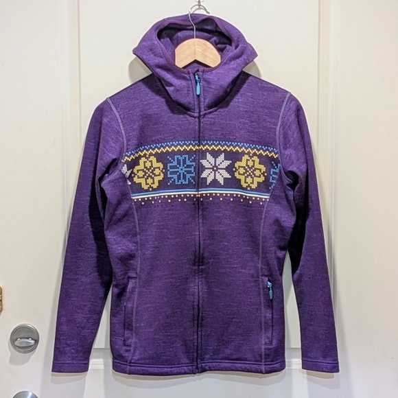 Helly Hansen Tops - GUC Helly Hansen M Marled Purple Fleece Lined Zip Hoodie With Fairisle Design
